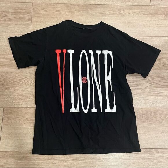 Vlone Clot Black Red Logo Short Sleeve Dragon Cotton Made in USA T-shirt Size M